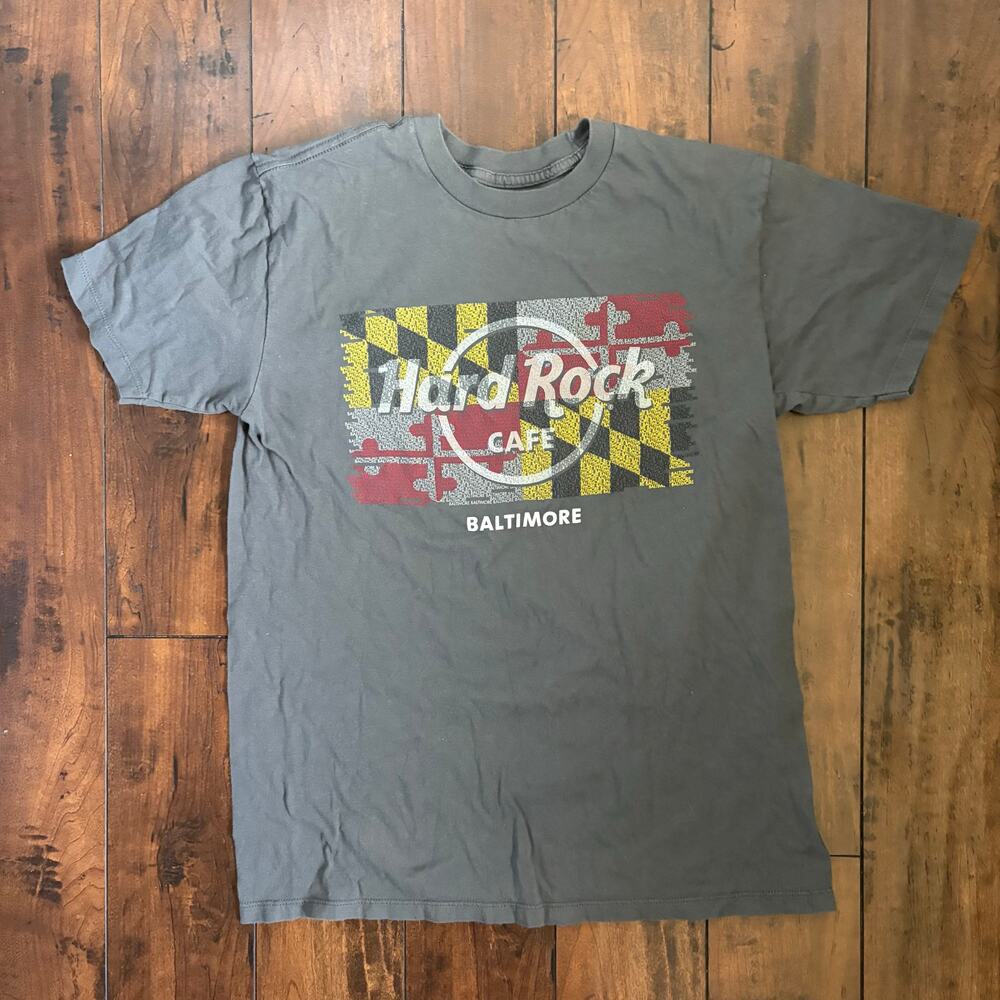 Y2K Hard Rock Cafe Graphic T Shirt Mens M Gray 2000s Skater Grunge Streetwear